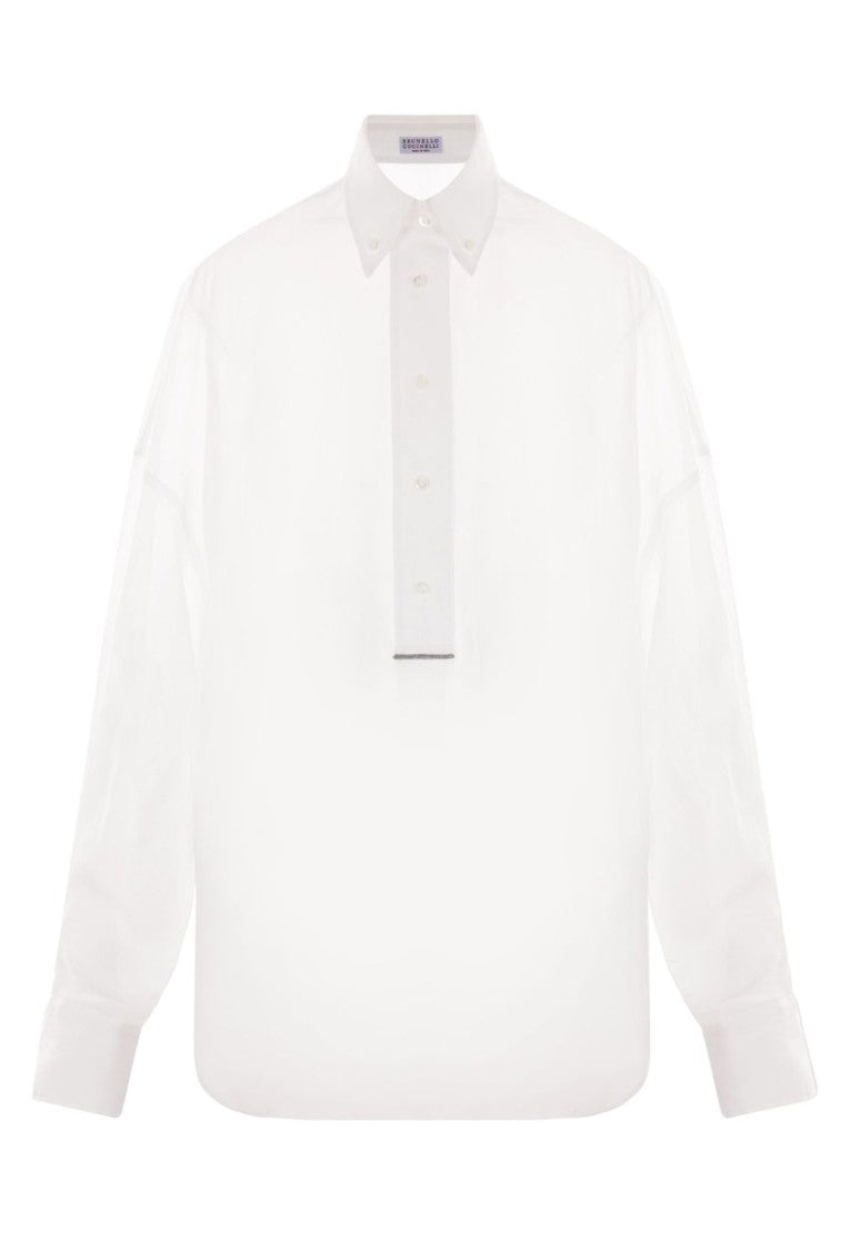 Brunello Cucinelli Long-Sleeved Relaxed Fit Shirt With Unique Placket Design
