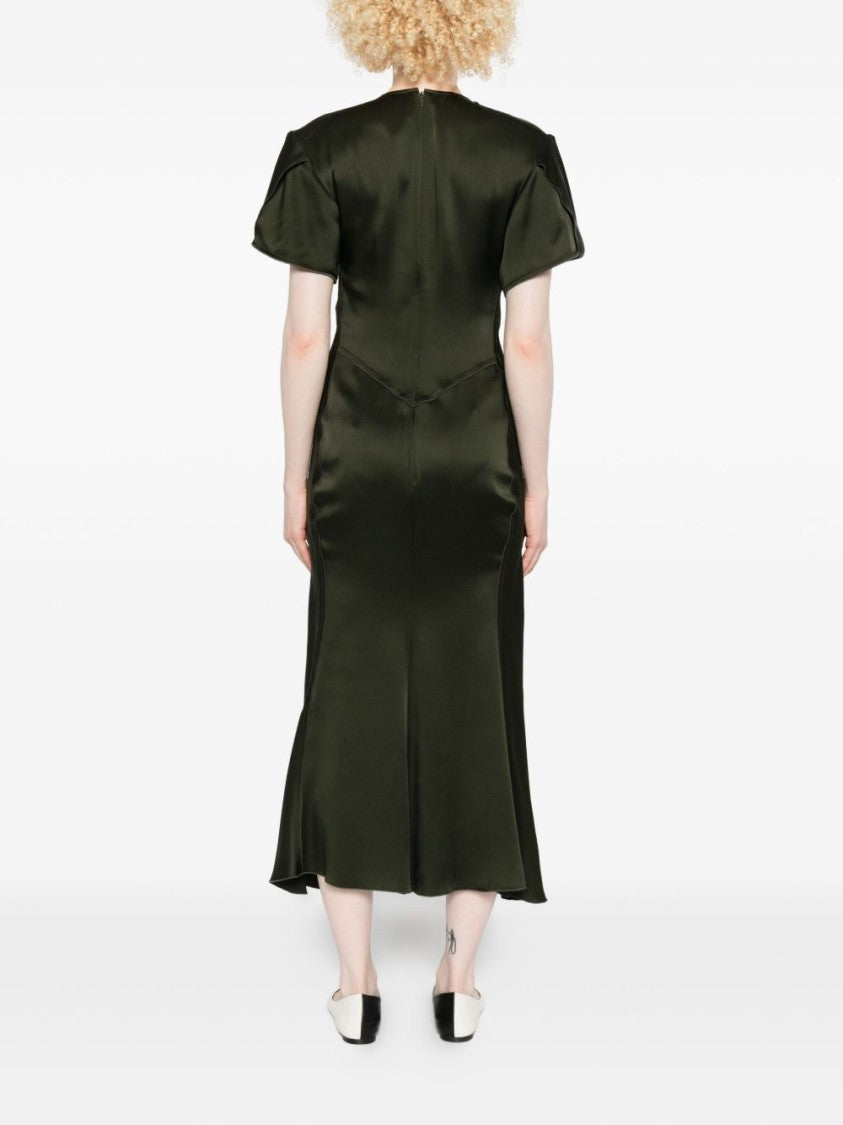 Victoria Beckham Midi Dress With Deep V-Neckline