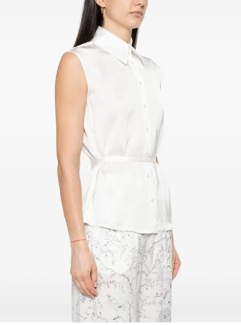Fabiana Filippi White Sleeveless Cotton Shirt