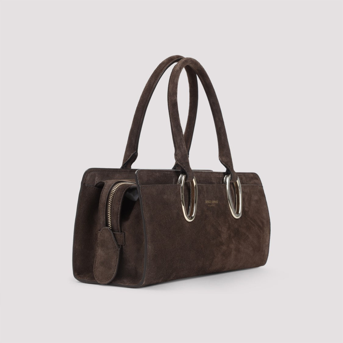 Giorgio Armani Brown Suede Calf Leather Shoulder Bag
