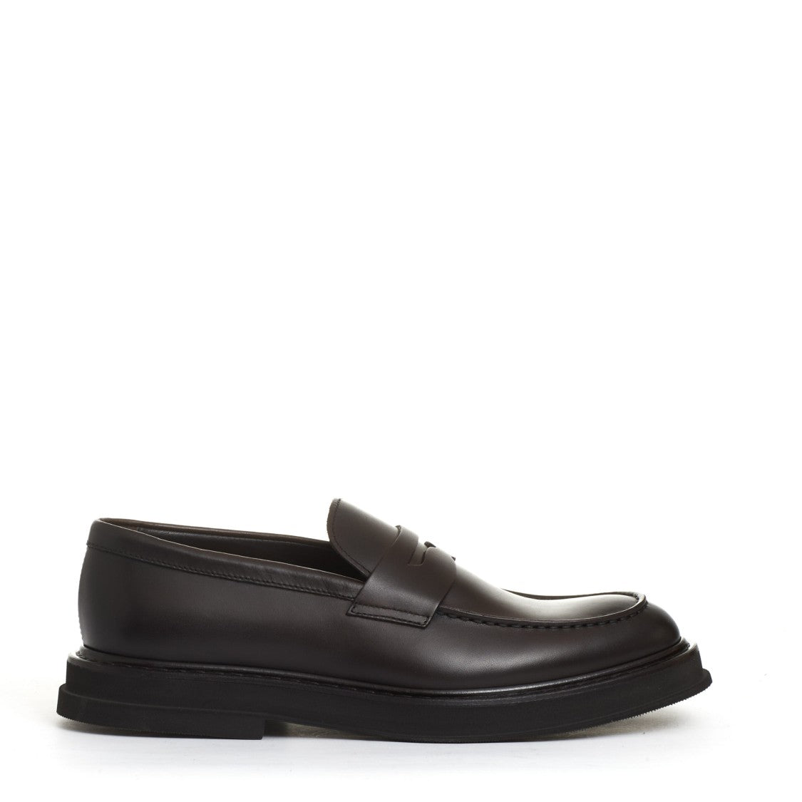 Doucal's Brown Leather Moccasin With Edged Rubber Sole