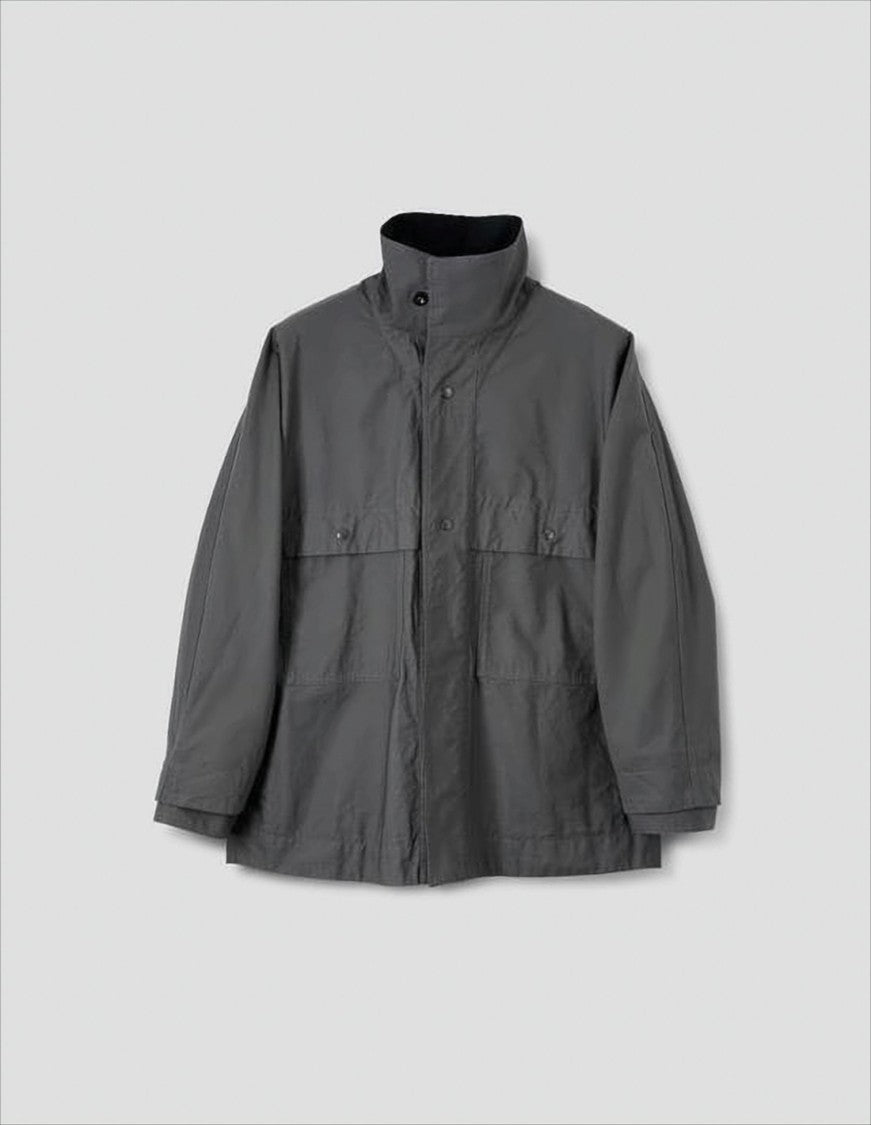 Margaret Howell Boxy Cropped Jacket With High Stand Collar