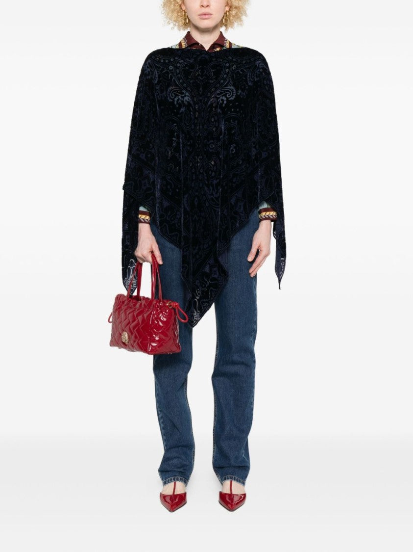 Etro Asymmetrical Hem Silk-Viscose Poncho