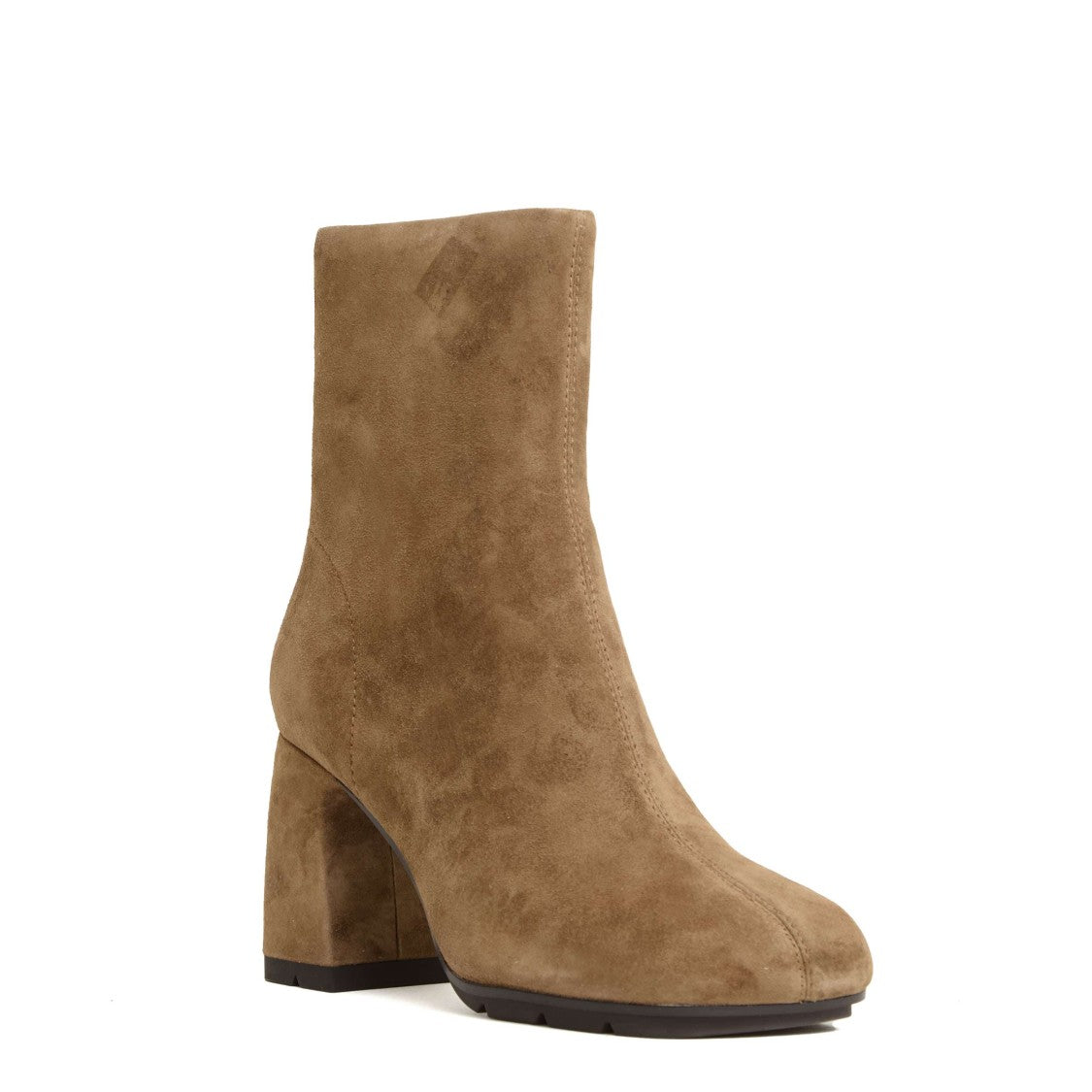 Ash Beige Suede Ankle Boots With Square Toe