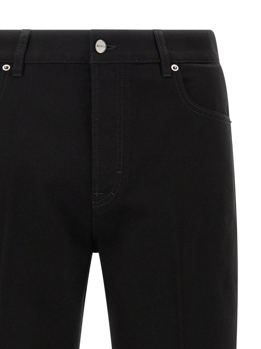 Gucci Cropped Black Jeans With Expanded Pleat