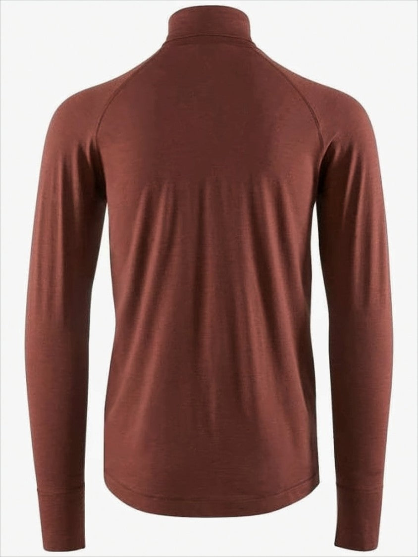 Klattermusen Fitted Brown Turtleneck Sweater With Contrast Triangular Patches