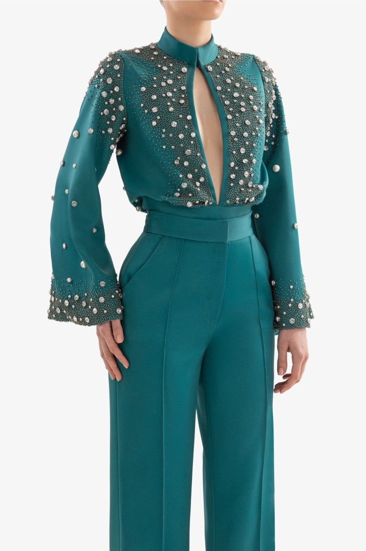 Saiid Kobeisy Beaded Bodysuit