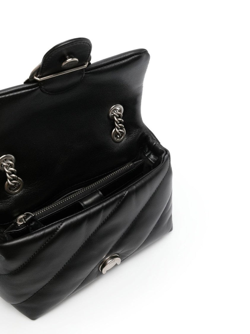 Pinko Quilted Leather Shoulder Bag With Bird Clasp