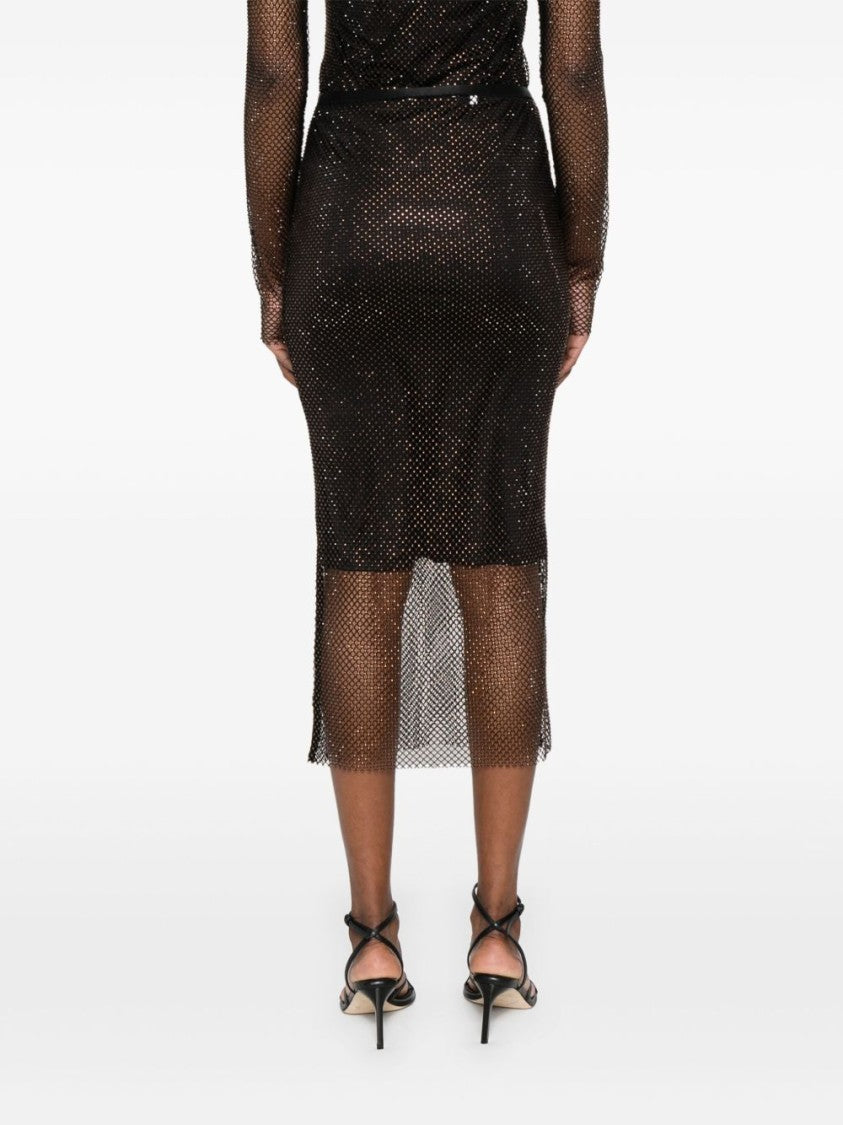 Sportmax Midi Skirt With Crystal Embellishments And Semi-Sheer Panels