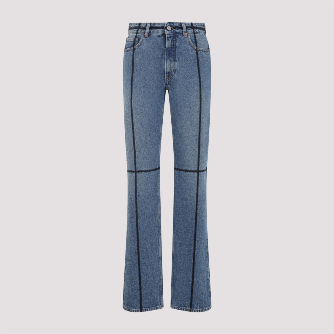 Mm6 By Maison Margiela Flared Blue Jeans With Contrasting Stitching