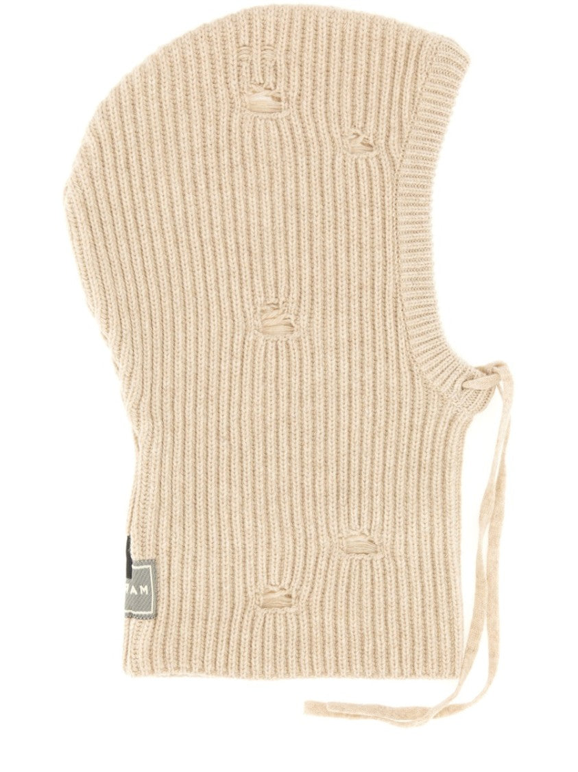 Mm6 By Maison Margiela Ribbed Woolen Hood With Drawstring Closure