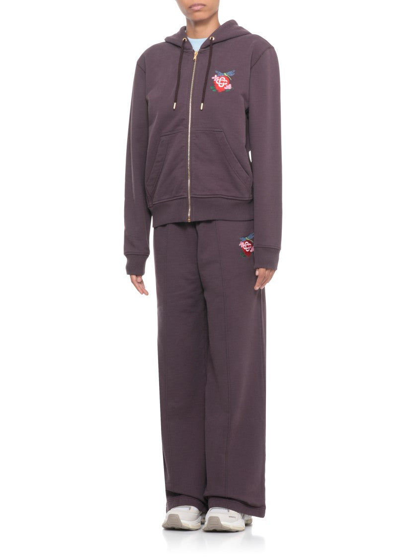 Casablanca Deep Purple Cropped Cotton Hoodie