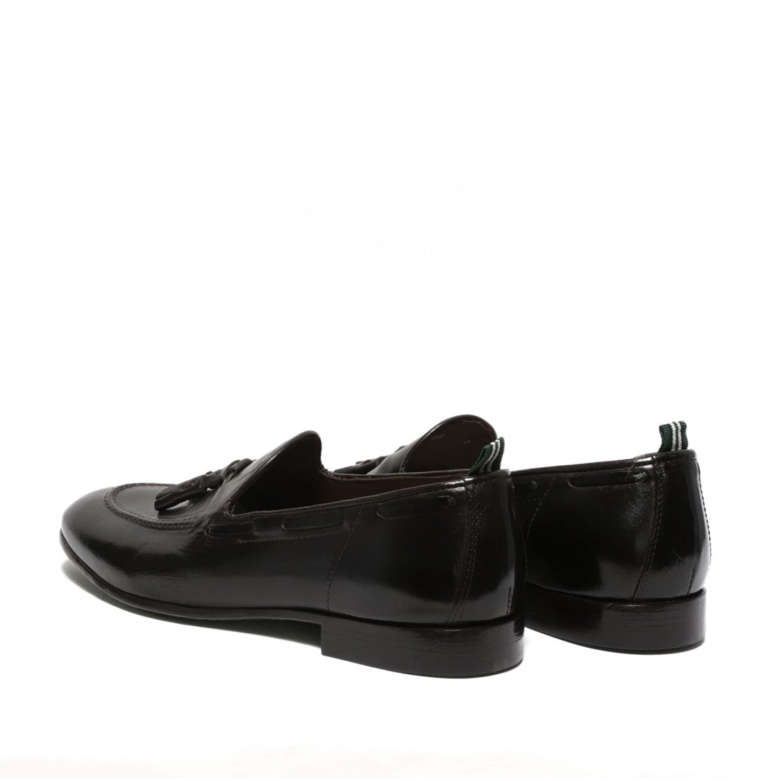 Green George Dark Green Leather Moccasin With Tassels