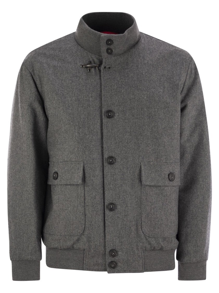 Fay Water-Repellent Wool Flannel Bomber Jacket
