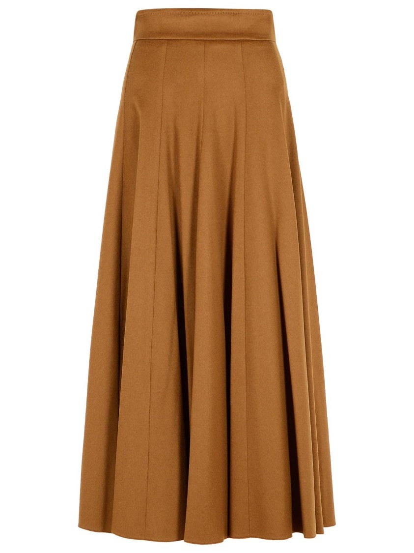 Max Mara A-Line 'Sagra' Camel Leather Skirt