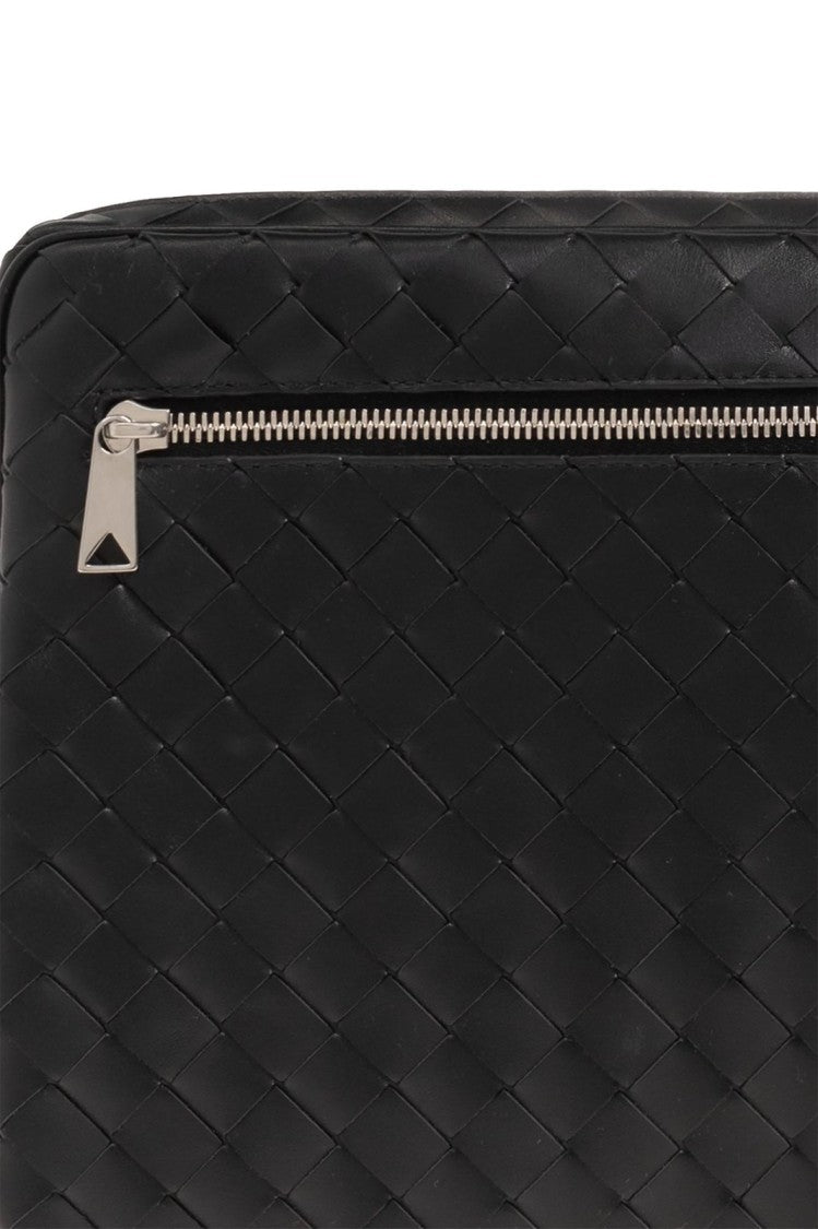 Bottega Veneta Woven Leather Clutch With Zip Closure