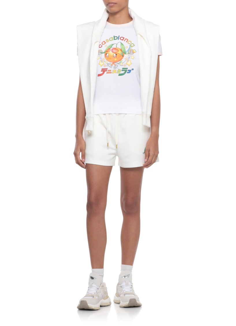 Casablanca Relaxed Fit Cotton Shorts With Contrasting Patch