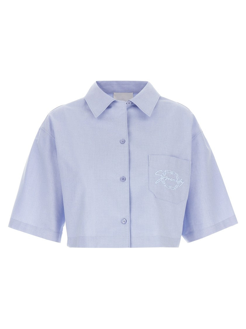 Givenchy Cropped Cotton Shirt With Embroidered Logo
