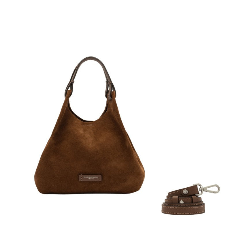 Gianni Chiarini Contemporary Soft Suede Handbag With Removable Crossbody Strap