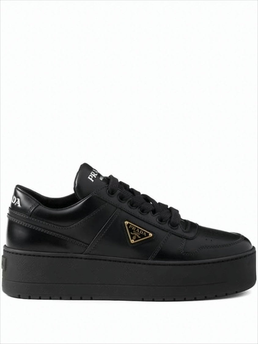 Prada Perforated Black Leather Sneakers