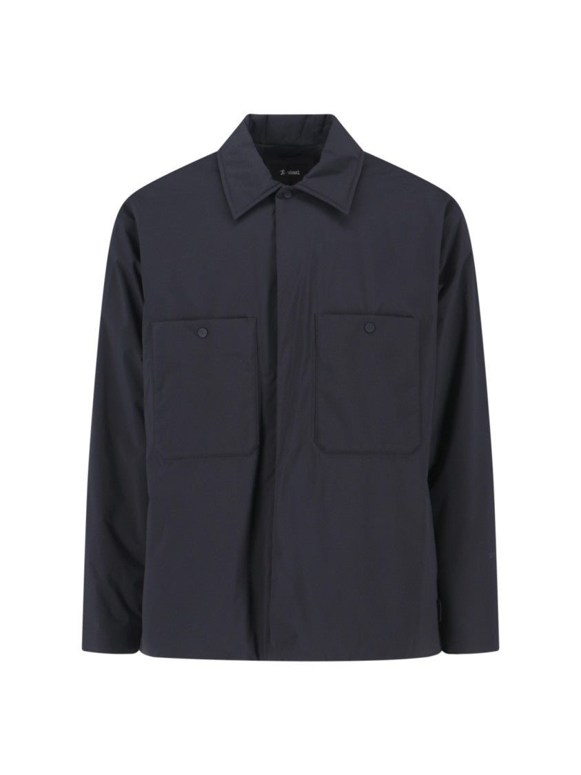 Laminar Minimalist Black Jacket With Tailored Fit And Zipper Closure