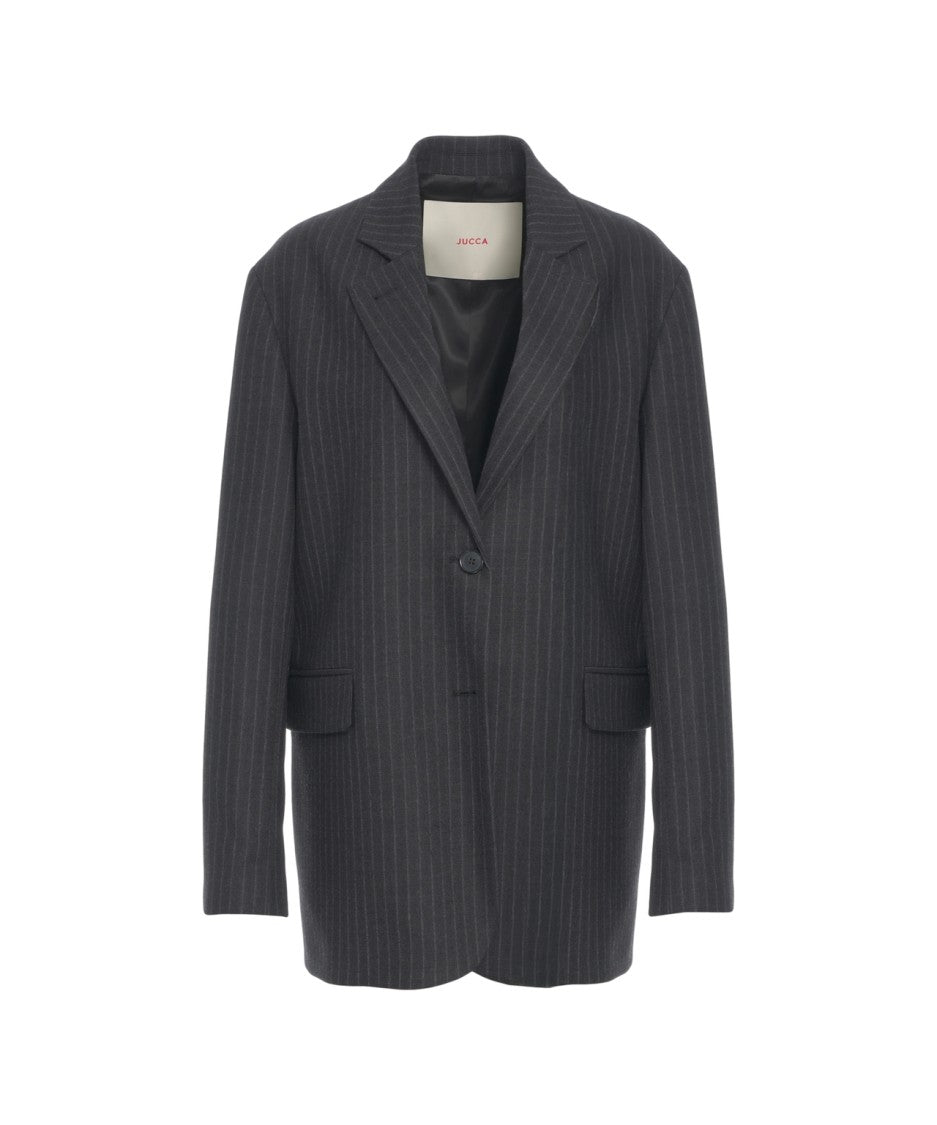 Jucca Pinstriped Blazer With Notched Collar And Tailored Fit