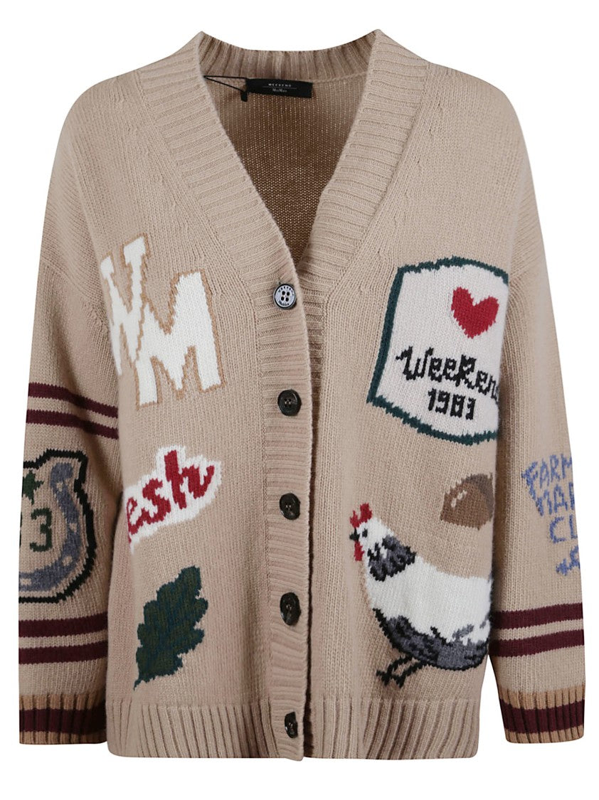 Max Mara Farm-Inspired Embroidered Wool Cardigan With Button Fastening
