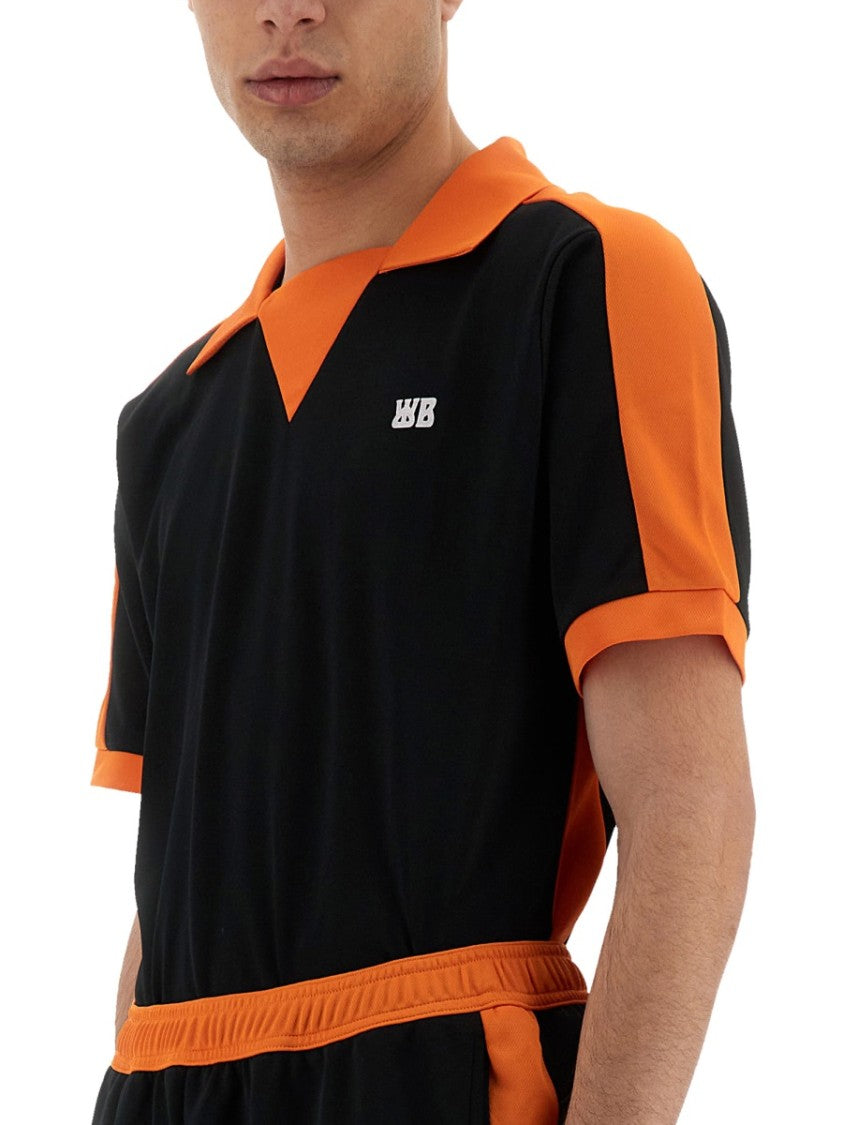 Wales Bonner Black Contrasting Collar Polo Shirt