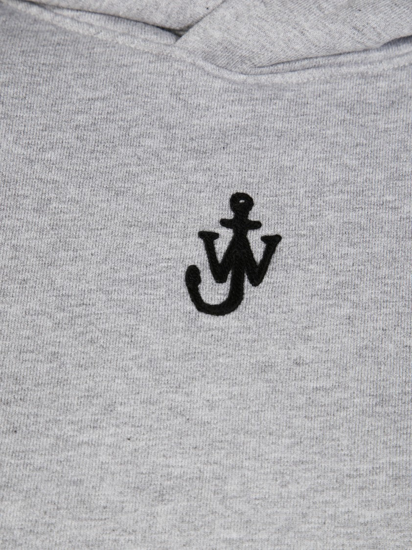 J. W. Anderson Cropped Grey Hoodie With Relaxed Fit