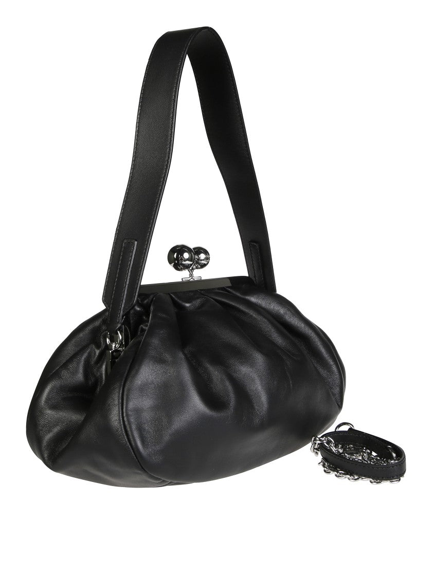 Max Mara Cubic Ruched Black Leather Handbag