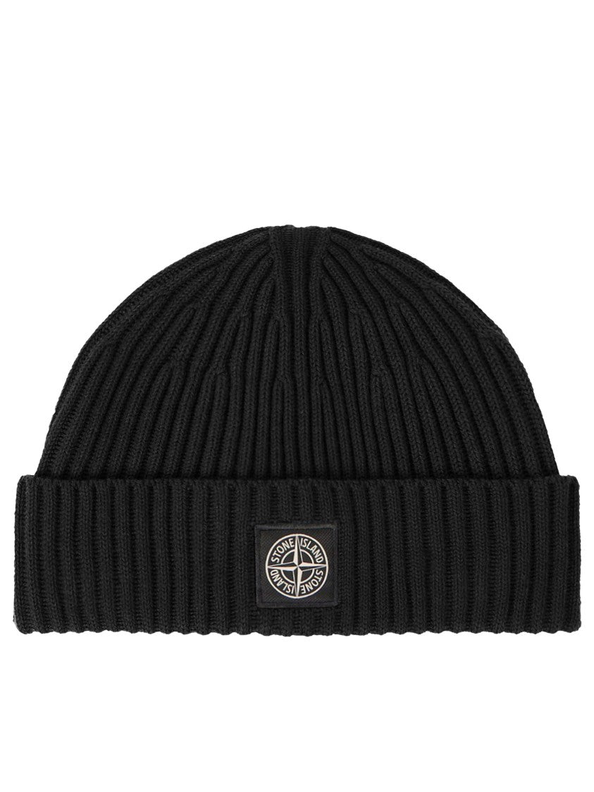Stone Island Ribbed Knit Beanie With Folded Cuff