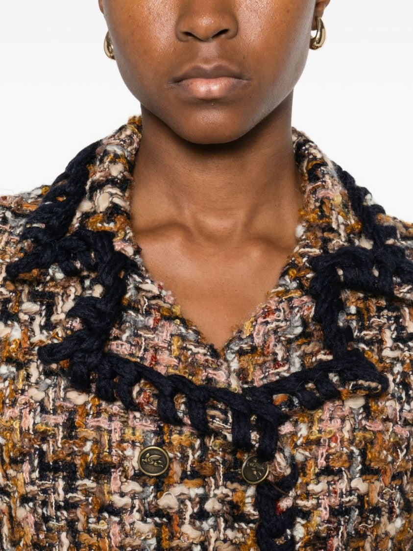 Etro Cropped Beige Jacket With Textured Tweed