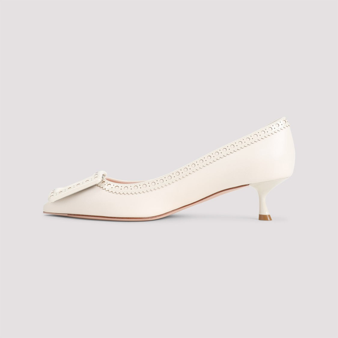 Roger Vivier Cire White Lamb Leather Viv In The City Perforated 45 Decollete Pumps