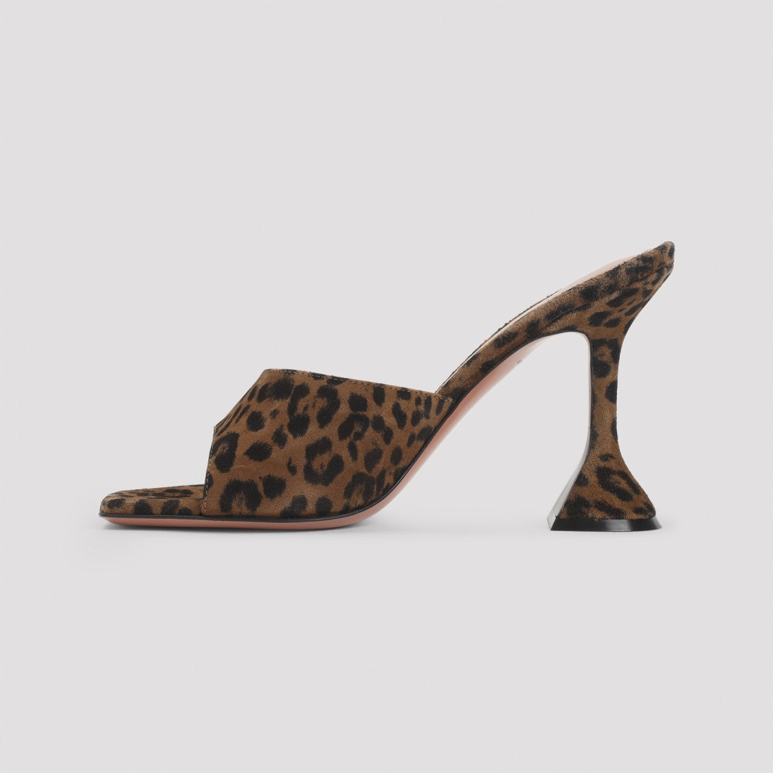 Amina Muaddi Leopard Print Suede High-Heeled Mules