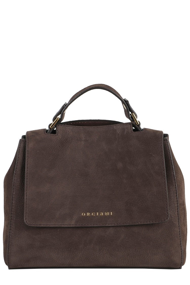 Orciani Structured Dark Brown Leather Shoulder Bag