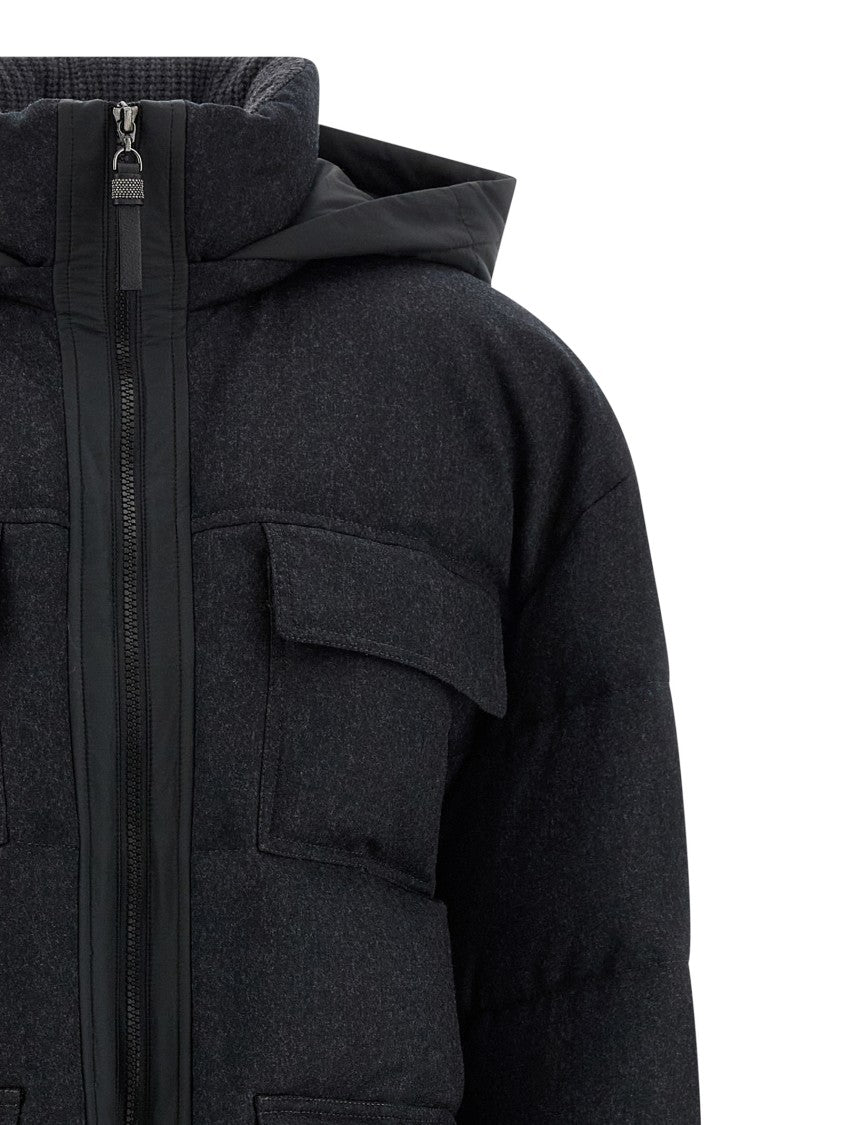 Brunello Cucinelli 'Shiny Zipper Pull' Long Down Jacket