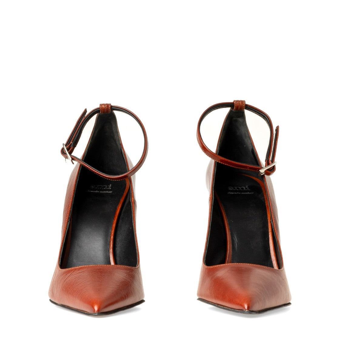 Ami Brown Patent Leather Stiletto Heel Pumps