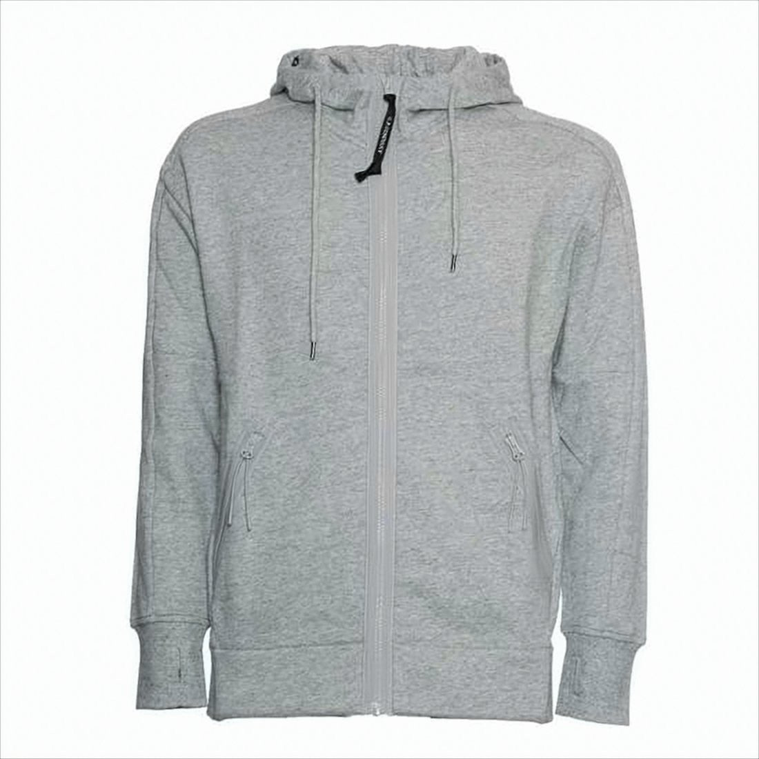 C.P. Company Heathered Cotton Hoodie With Zippered Pockets And Goggles