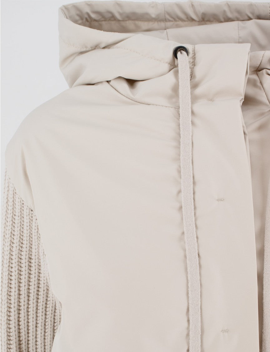 Le Tricot Perugia Beige Jacket With Contrasting Textures