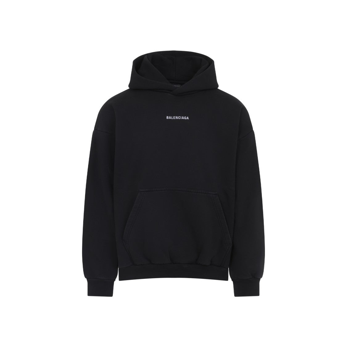 Balenciaga Faded Black Cotton Medium Fit Hoodie