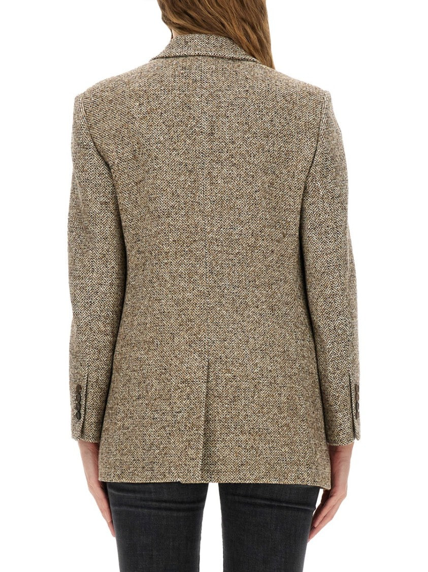 Brunello Cucinelli Double-Breasted Textured Wool Jacket