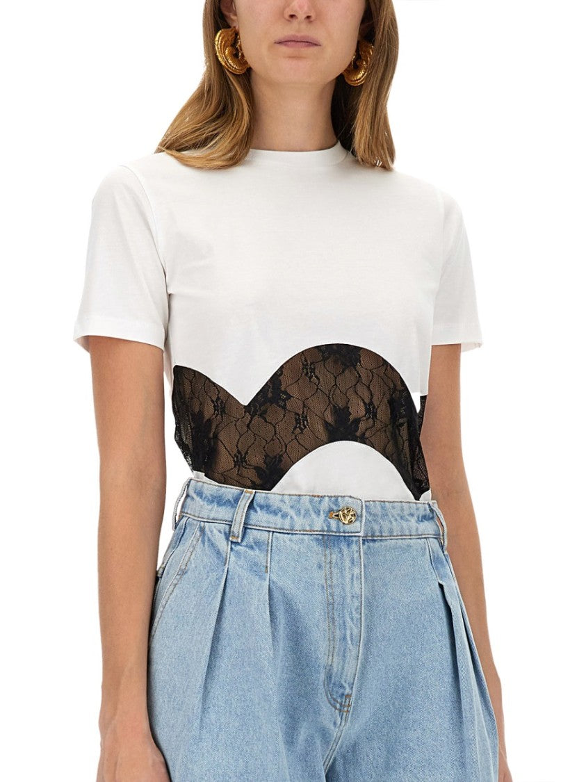 Nina Ricci Jersey T-Shirt With Lace Insert