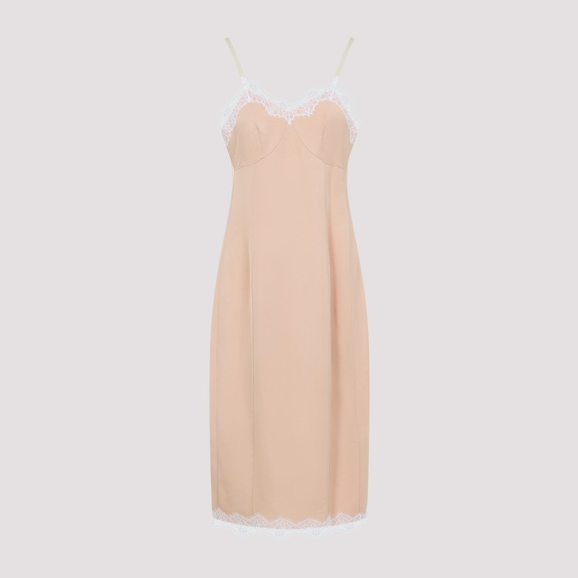 Carven Nude Midi Dress With Lace Trim