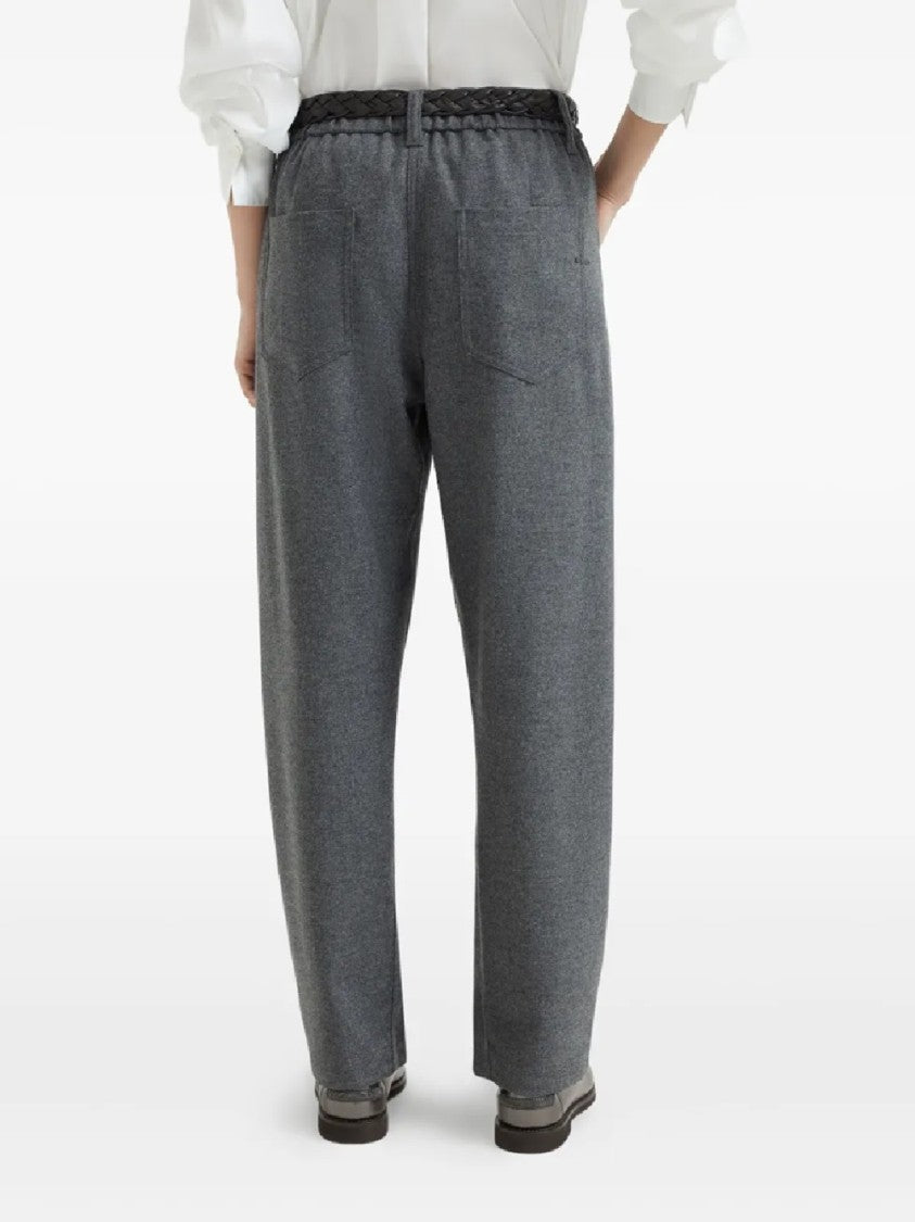 Brunello Cucinelli High-Waisted Trousers With Tapered Legs