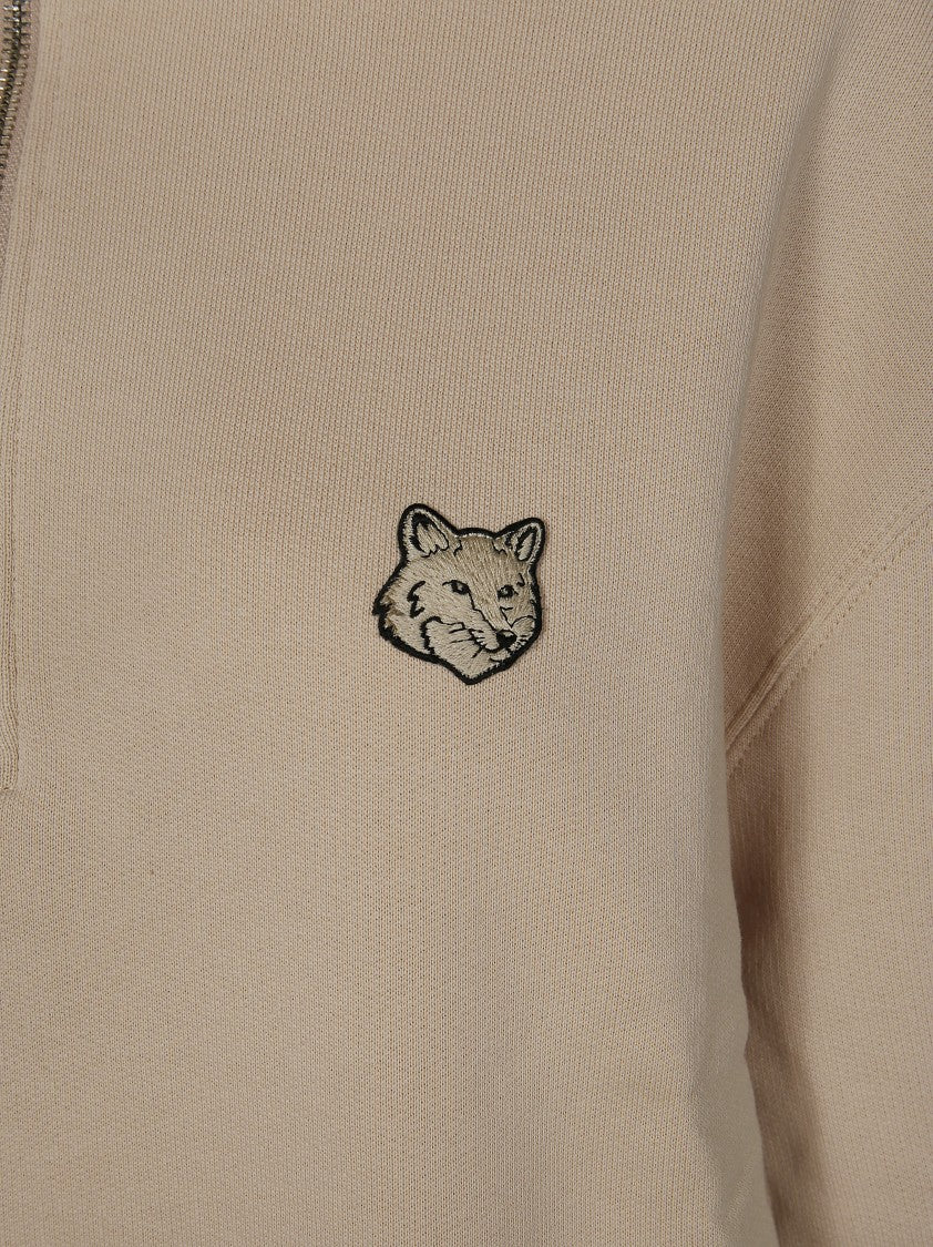 Maison Kitsuné Half-Zip Pullover Sweatshirt With Embroidered Detail