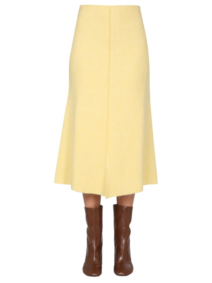 Jil Sander A-Line Yellow Midi Skirt