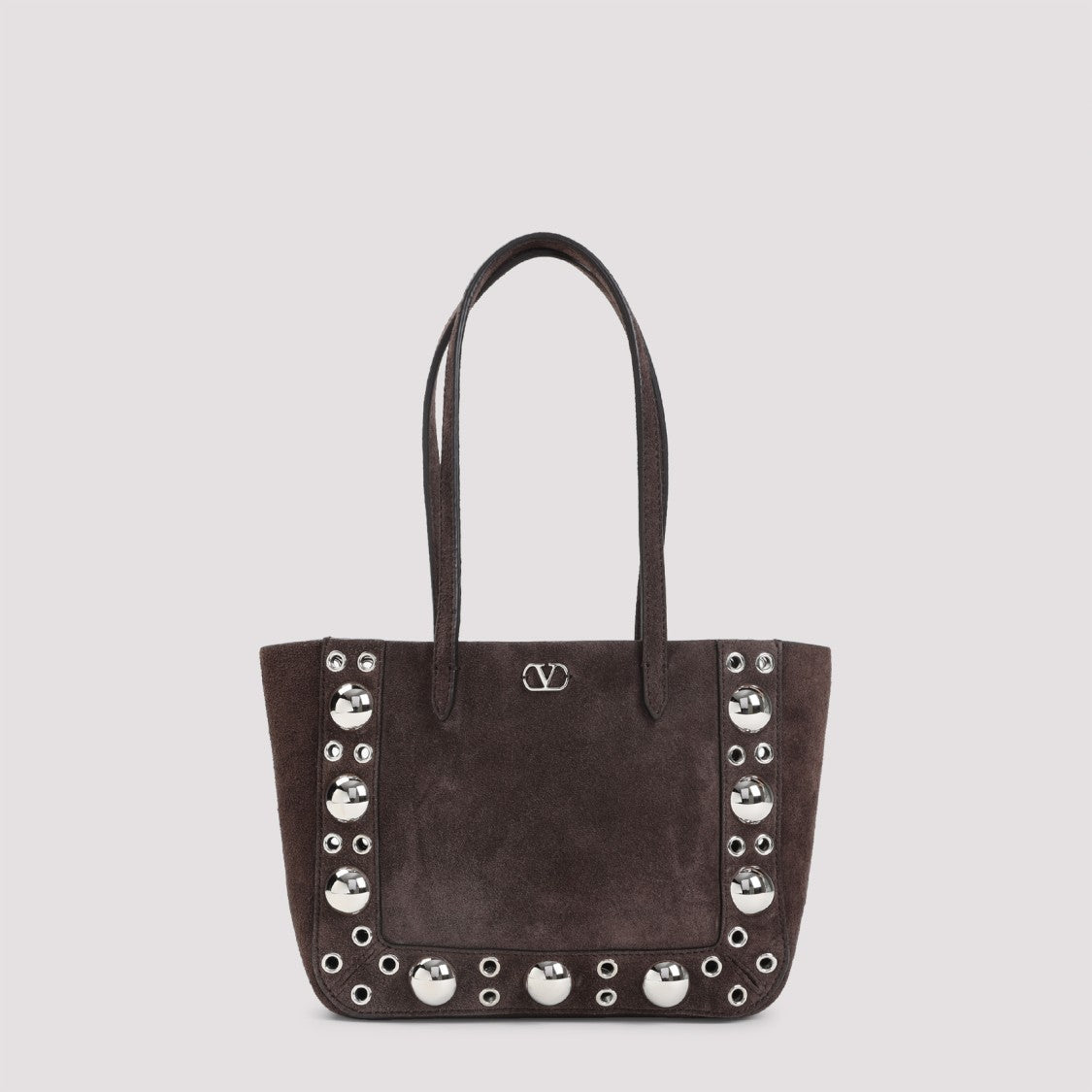 Valentino Garavani Testa Di Moro Brown Cow Suede Leather Nellcote Mini Tote Bag
