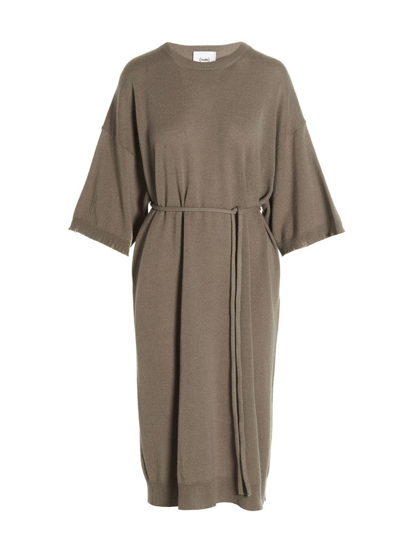 Nude Wool And Cashmere Knit Long Dress