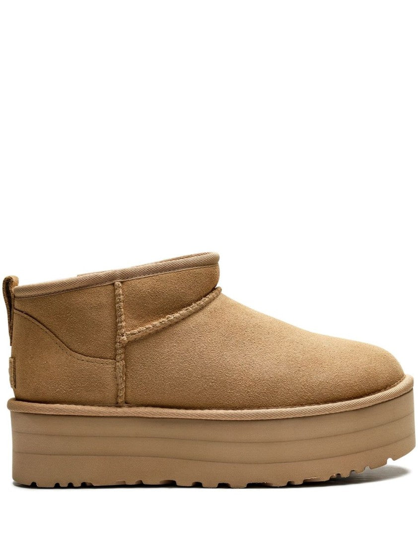 Ugg Ankle-Length Slip-On Boots In Beige Calf Suede
