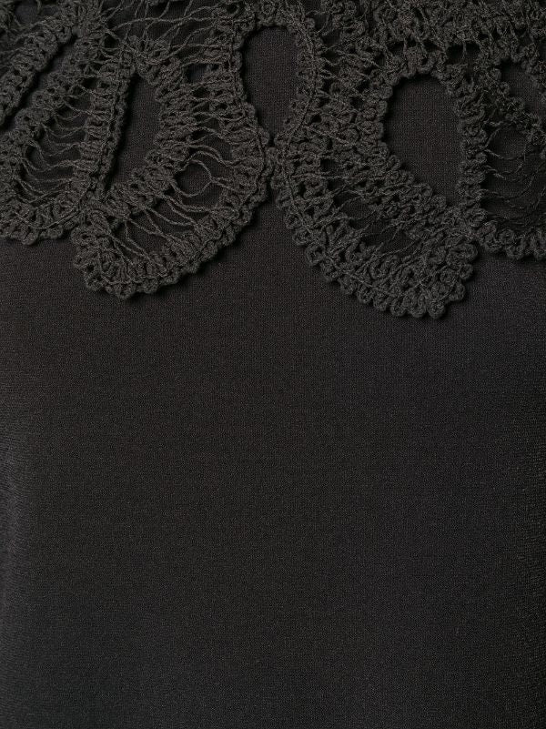 Jil Sander Sleeveless Black Blouse With Distinctive Lace Collar